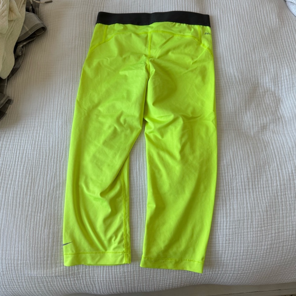 Nike Dri Fit neon yellow crop leggings
